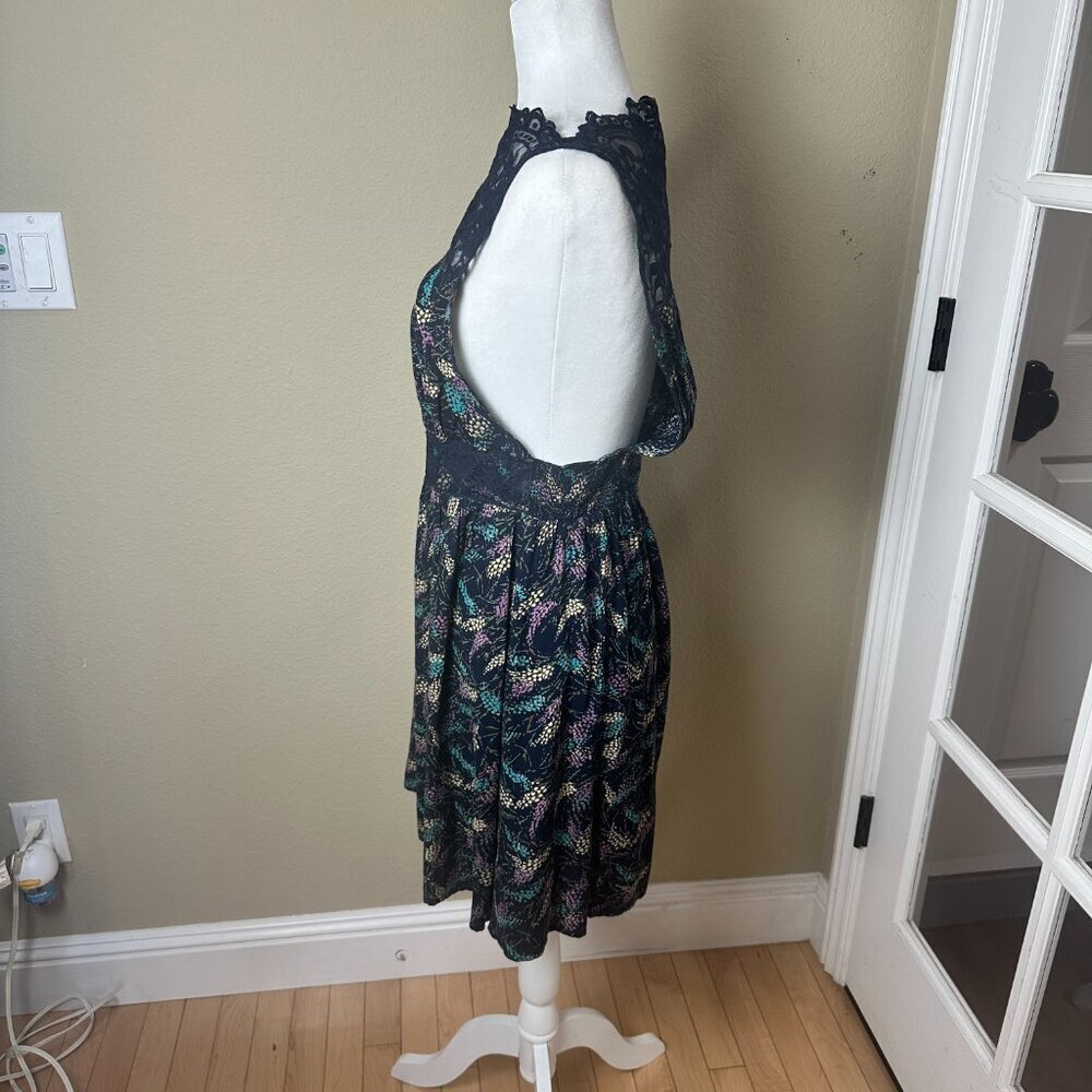 RARE Vintage FREE PEOPLE Open Side Scallop Lace Trim Dress - size small - Picture 6 of 12